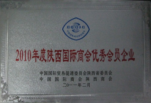 我集团公司被授予2010年度陕西国际商会优异会员企业称呼-bevictor伟德官网